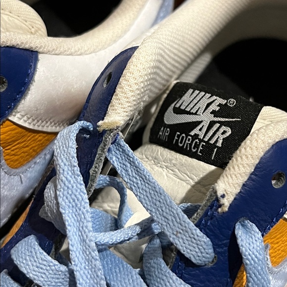 Men’s Custom Air Force 1 Sneakers in Blue, Orange and White Size 8.5 - Picture 4 of 8